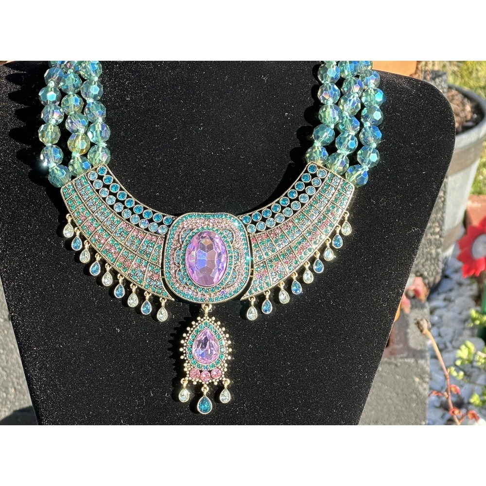 New Heidi Daus "Crystal‎ Magnetism" 3 strand BEADED CRYSTAL NECKLACE